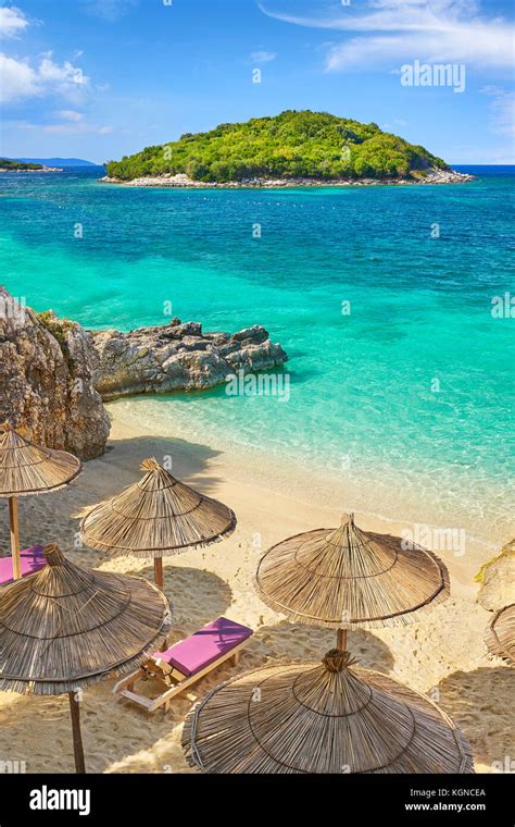 Ksamil Strand Albanischen Riviera Albanien Stockfotografie Alamy