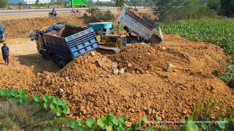 Incredible Dump Truck Back Unloading Soil And Water With Amazing