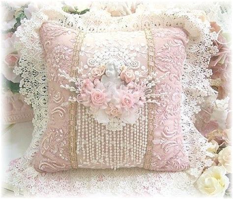 Lovely Vintage Pink Pillow With Lace Shabby Pillows Shabby Chic