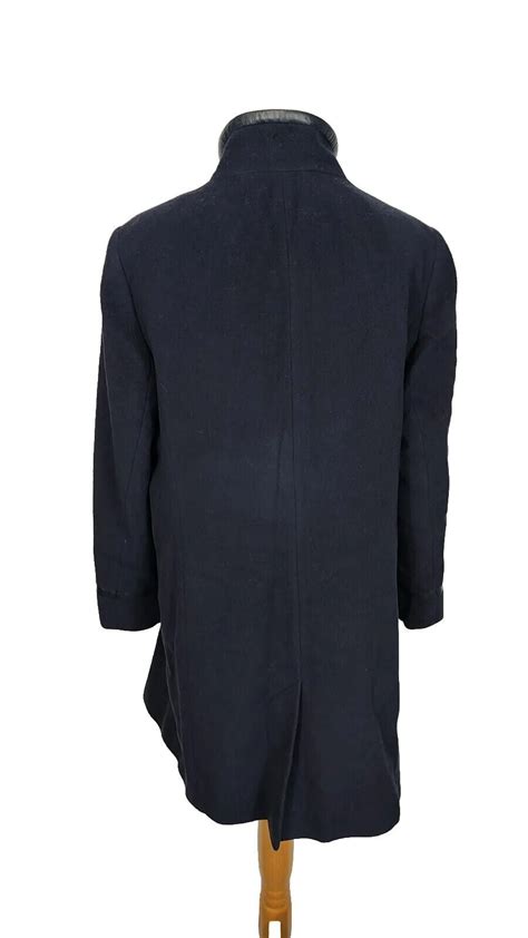 Windsmoor Womens Navy Blue Wool Cashmere Overcoat Coat Made In Eu Uk