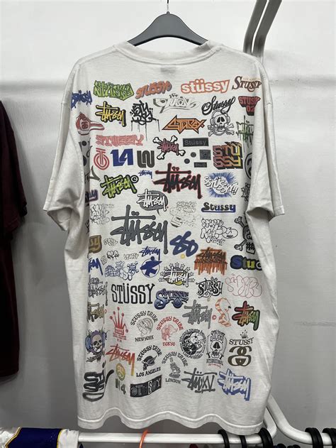 Vintage Stussy 90 S Full Print Logo Men S Fashion Tops Sets Tshirts