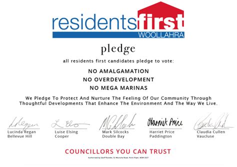 Campaign Pledge Residents First Woollahra