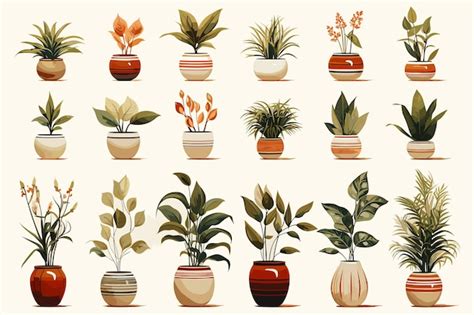 Premium Vector Vector Illustration Of Tropical Houseplants In Pots