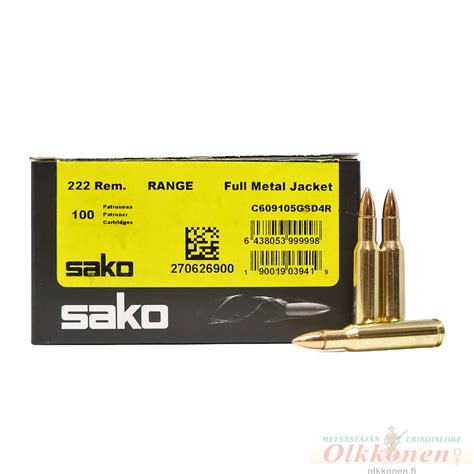 Sako Range 222 Rem FMJ 3 2g 105G Patruuna 100 Kpl Rs Olkkonen Fi