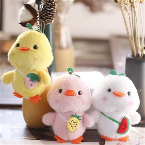 Hyda 11cm Duck Keychain Pp Cotton Filling Soft Cartoon Style Animal