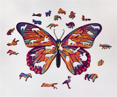 Wooden Jigsaw Puzzles For Adults Butterfly Puzzle Unique Wood Etsy Uk