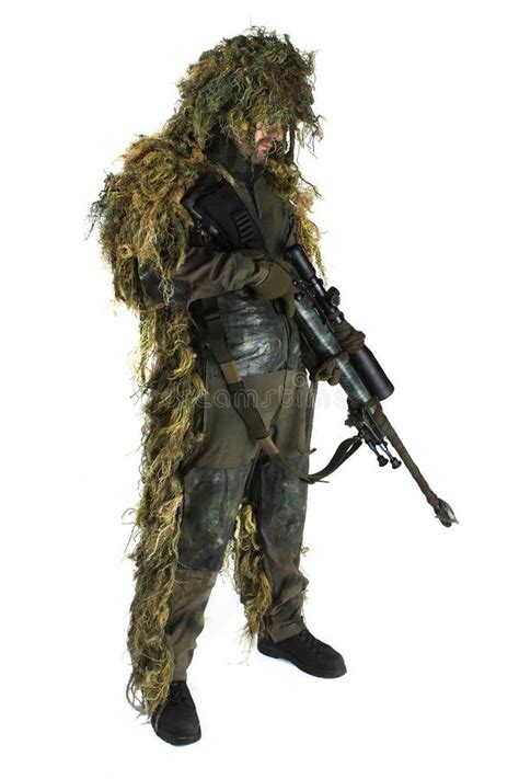 Sniper in ghillie suit stock photo. Image of weapon, police - 1194842