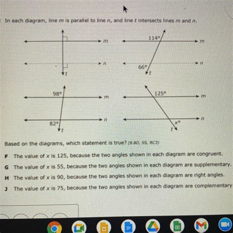 In Each Diagram Line M Is Parallel To Line N And Line T Intersects