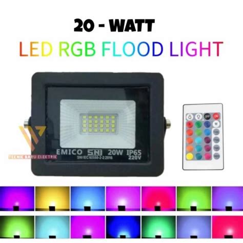 Jual Lampu Sorot RGB 20W LED Floodlight Outdoor Warna Warni Full Color