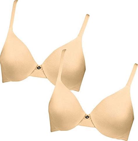 Hanes Womens Ultimate Comfortblend T Shirt Underwire Bra Pack Of 2 2 Stripe Nude