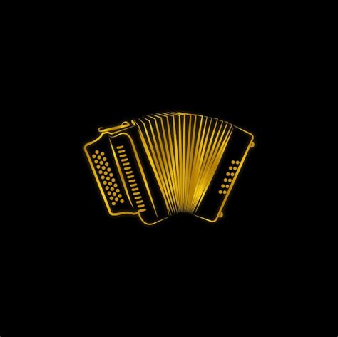 Premium Vector Gold Accordion Line Art Music Instrument