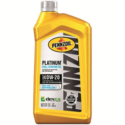 Pennzoil 1 Qt Sae 0w 20 Platinum Full Synthetic Motor Oil 550036541