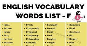 Words That Start With F Common Words Starting With F Love English