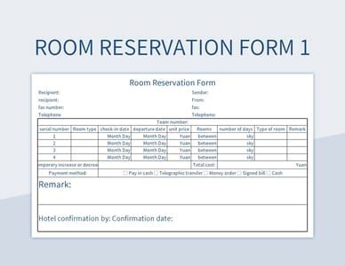 Free Reservation Templates For Google Sheets And Microsoft Excel - Slidesdocs