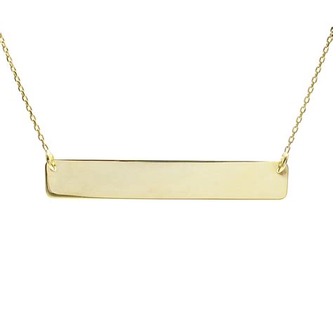 Sterling Silver Engravable 14k Gold Plated Horizontal Bar Necklace