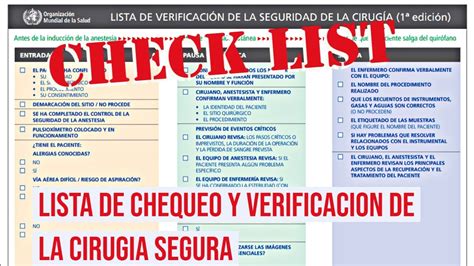 CHECK LIST CIRUGIA SEGURA YouTube