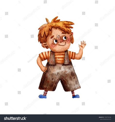 Watercolor Cute Boy Hand Drawn Illustration Stock Illustration 1376776196 | Shutterstock