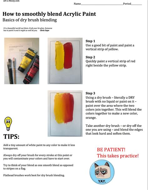 Worksheet How To Blend Acrylic Paint Art Lesson Plans