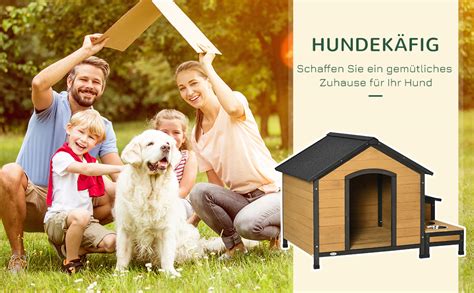 Pawhut Hundeh Tte Aus Holz Hundehaus Kleintierhaus Mit Hundesch Sseln