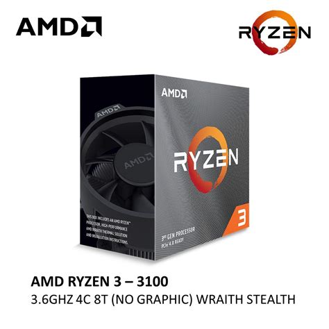 AMD RYZEN 3 3100 AM4 PROCESSOR / WITH WRAITH STEALTH COOLER | Shopee ...