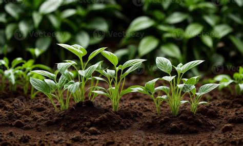 AI generated plants growing from soil, plant progress, growing plant, grow up from ground ...