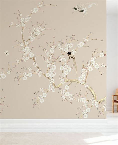 Cherry Blossom Tree Beige Wallpaper Wall Mural Photowall Sweden La