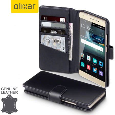 Olixar Premium Real Leather Huawei Mate S Wallet Case Black