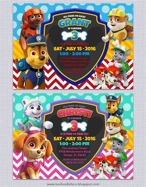 Paw Patrol Party Invitations Template | Flyer Template