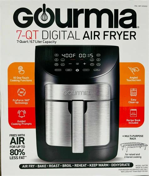 Gourmia Gaf798 7 Quart Digital Air Fryer 10 One Touch Cooking Functions New Fryers