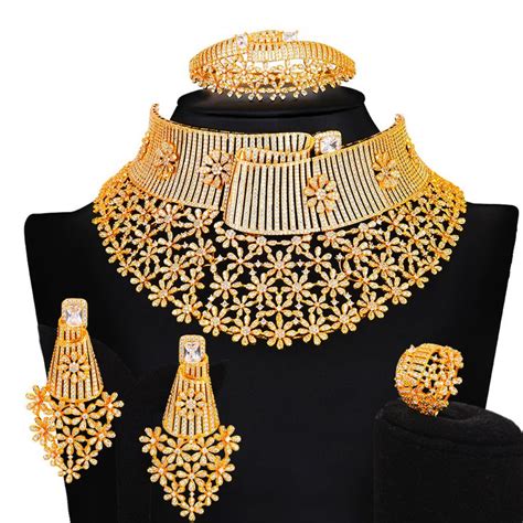 4PCS Luxury Big Chokers African Jewelry Set For Women African Jewelry