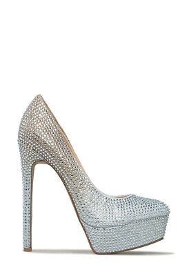 Venomous By Shoedazzle Nude Silver Ombre Jeweled Heel Platform