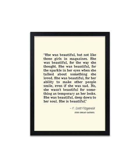 F Scott Fitzgerald She Was Beautiful Quote Inspirational Print Etsy