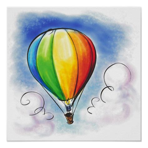 Colorful Hot Air Balloon Paint Poster Zazzle Balloon Painting Hot