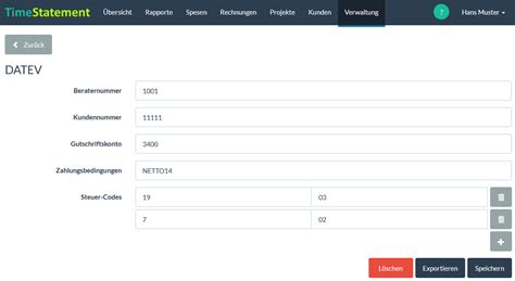 TimeStatement DATEV Schnittstelle