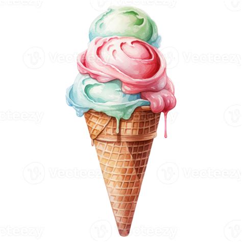 Watercolor Cute Icecream AI Generative 26793114 PNG