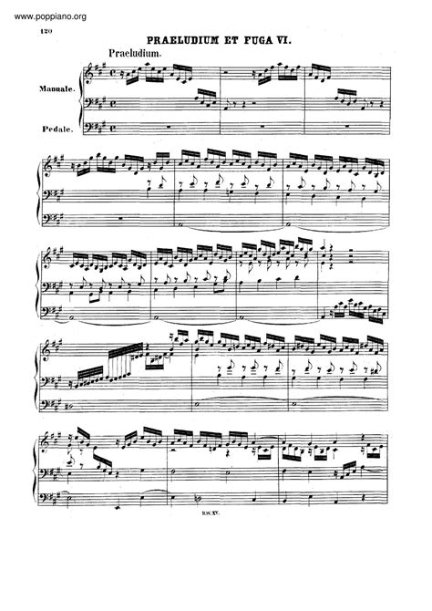 Johann Sebastian Bach Prelude And Fugue In A Major BWV 536 琴谱 五线谱pdf