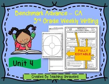 Benchmark Advance 3rd Grade Unit 4 Weekly Writing EDITABLE Resources