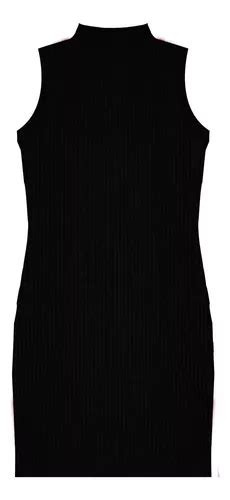 Vestido Feminino Em Ribana Canelada Rovitex Preto Parcelamento Sem Juros