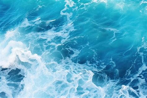 Premium Photo | Aerial view to ocean waves blue water background