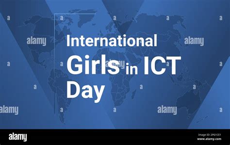 International Girls In Ict Day Holiday Card Poster With Earth Map