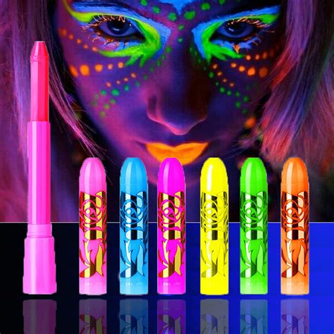 Glow in The Dark UV Face & Body Paint - Neon Fluorescent Crayons for ...