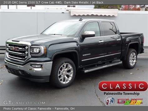 Dark Slate Metallic Gmc Sierra Slt Crew Cab Wd Jet Black