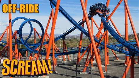 Scream Off Ride Footage Six Flags Magic Mountain Bandm Floorless Coaster