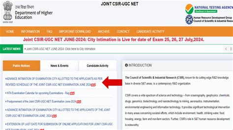 Csir Ugc Net Csir Ugc Net June Exam City Slip Released Direct Link