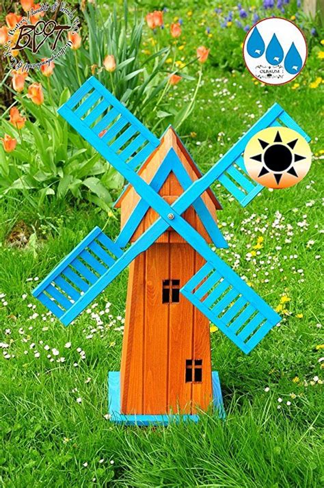 Holz Windmühle 4eckig groß klassische Gartenwindmühle 100 cm E6CK100