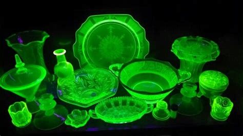 My Uranium Glass Collection Under Blacklight Glass Collection Glass Black Light