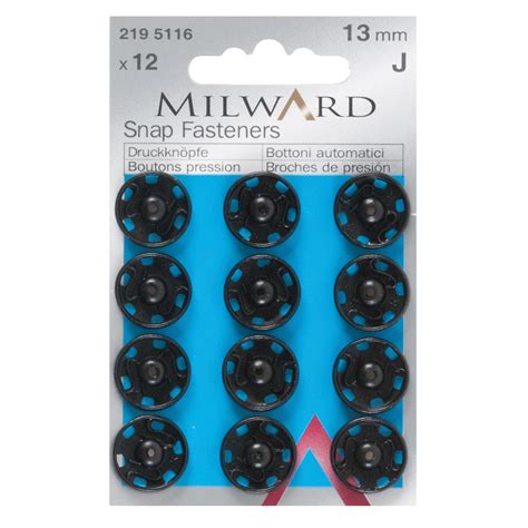 Snap Fasteners Black 13mm 12 Pieces Milward Groves And Banks