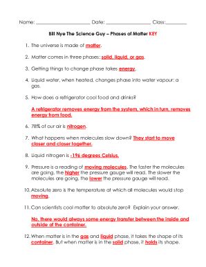 Bill Nye Phases Of Matter Worksheet Answers Fill And Sign Printable