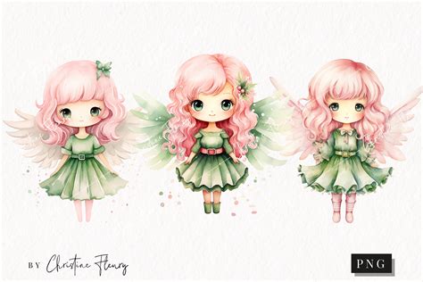 Pastel Watercolor Fairies Clipart Graphic By Christine Fleury