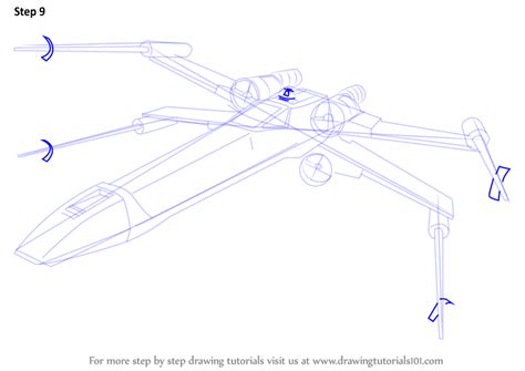 How to Draw X-Wing fighter from Star Wars (Star Wars) Step by Step | DrawingTutorials101.com